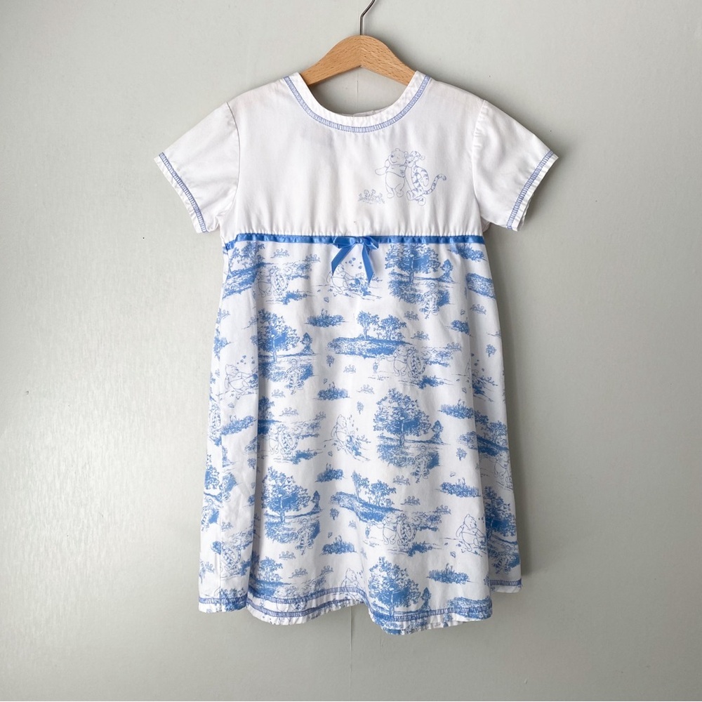 Vintage Y2K Winnie the Pooh Blue & White Printed Short Sleeve Dress 6